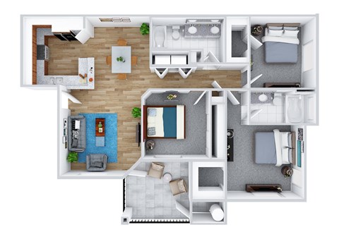 3x2 floor plan at Tribeca North Apartment Homes
